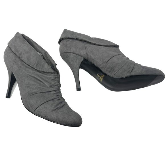 Urban Outfitter Paprika RETRO 80s GRAY Cuff ANKLE Pull On Heeled Booties 10 - Picture 2 of 11